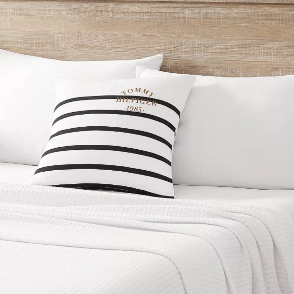 Navy and White/Ivory Soft Stripped Signature Decorative Hilfiger Pillow